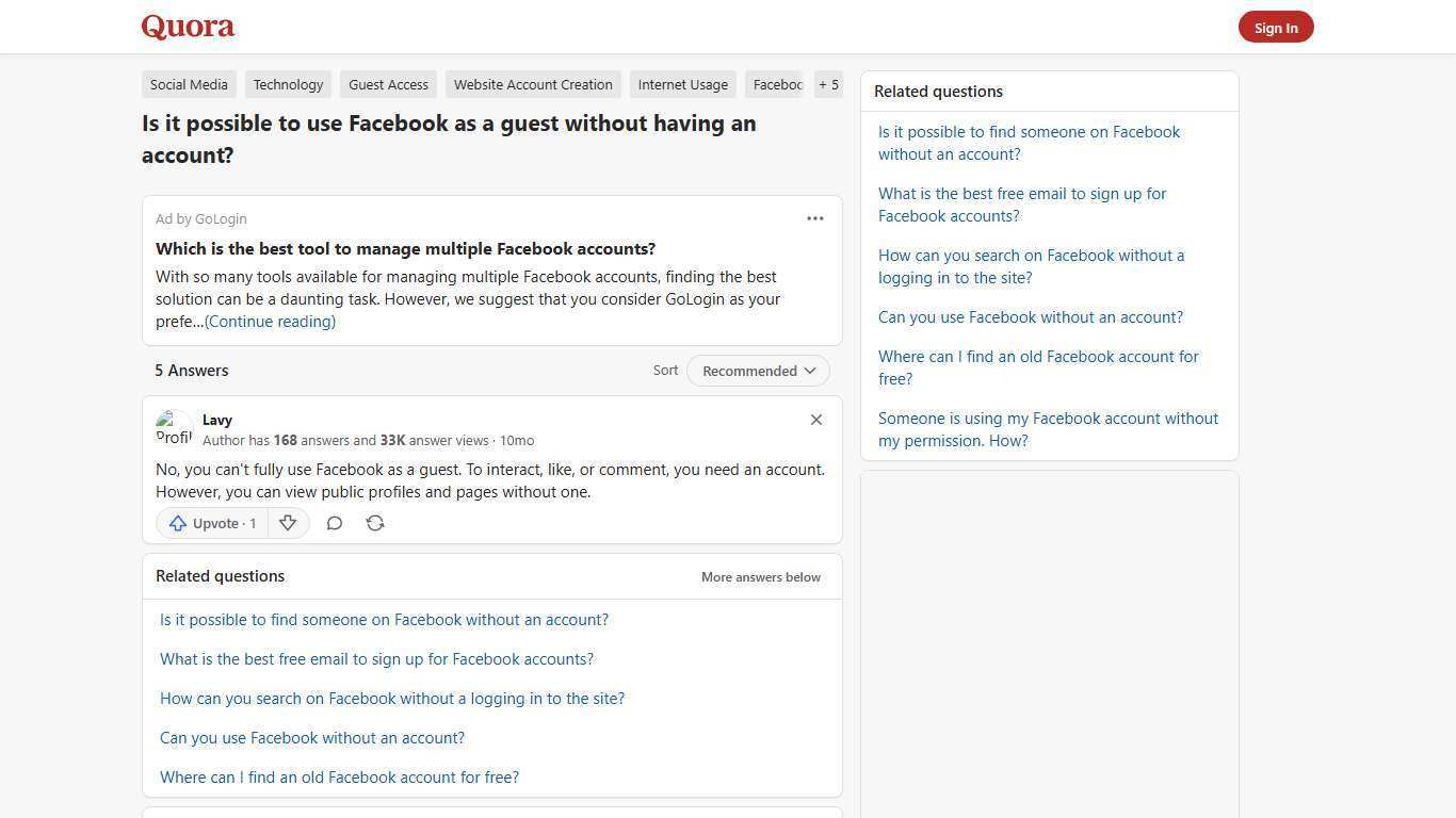 Is it possible to use Facebook as a guest without having an account? - Quora